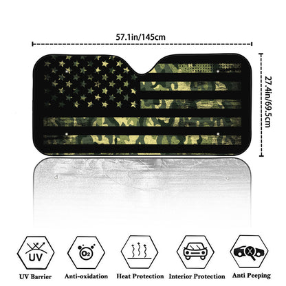 Camouflage American Flag Print Car Windshield Sun Shade
