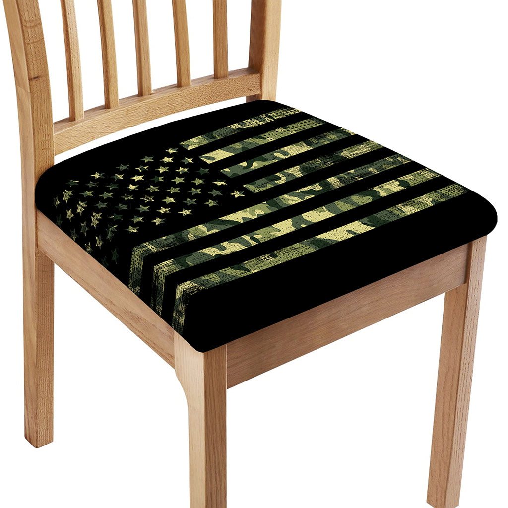 Camouflage American Flag Print Chair Cushion Cover