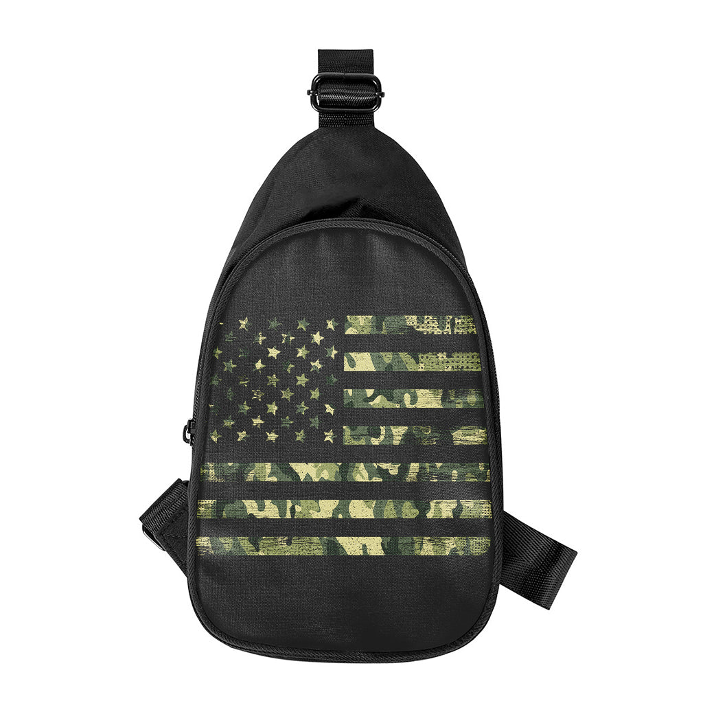 Camouflage American Flag Print Chest Bag