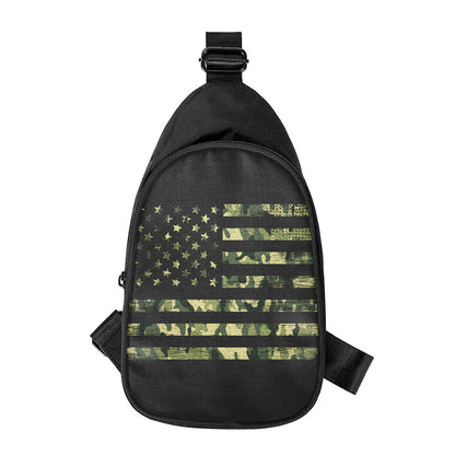 Camouflage American Flag Print Chest Bag