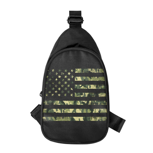 Camouflage American Flag Print Chest Bag