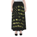 Camouflage American Flag Print Chiffon Maxi Skirt