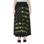 Camouflage American Flag Print Chiffon Maxi Skirt