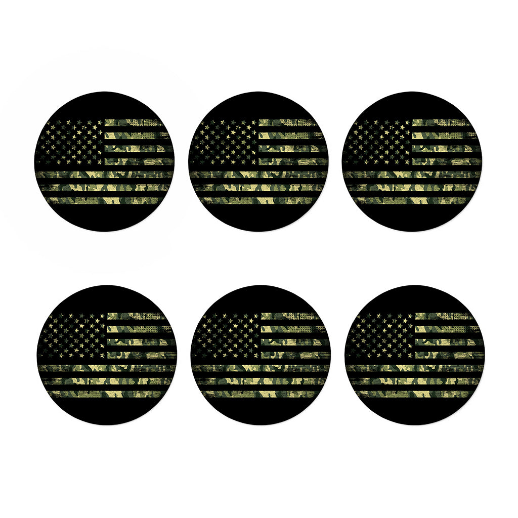 Camouflage American Flag Print Coaster Set