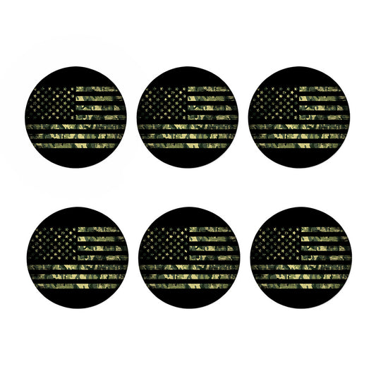 Camouflage American Flag Print Coaster Set