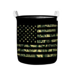 Camouflage American Flag Print Collapsible Laundry Basket