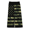Camouflage American Flag Print Cotton Front Slit Maxi Skirt