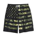 Camouflage American Flag Print Cotton Shorts