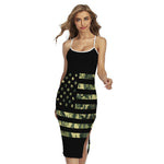 Camouflage American Flag Print Cross Back Cami Dress