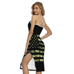 Camouflage American Flag Print Cross Back Cami Dress