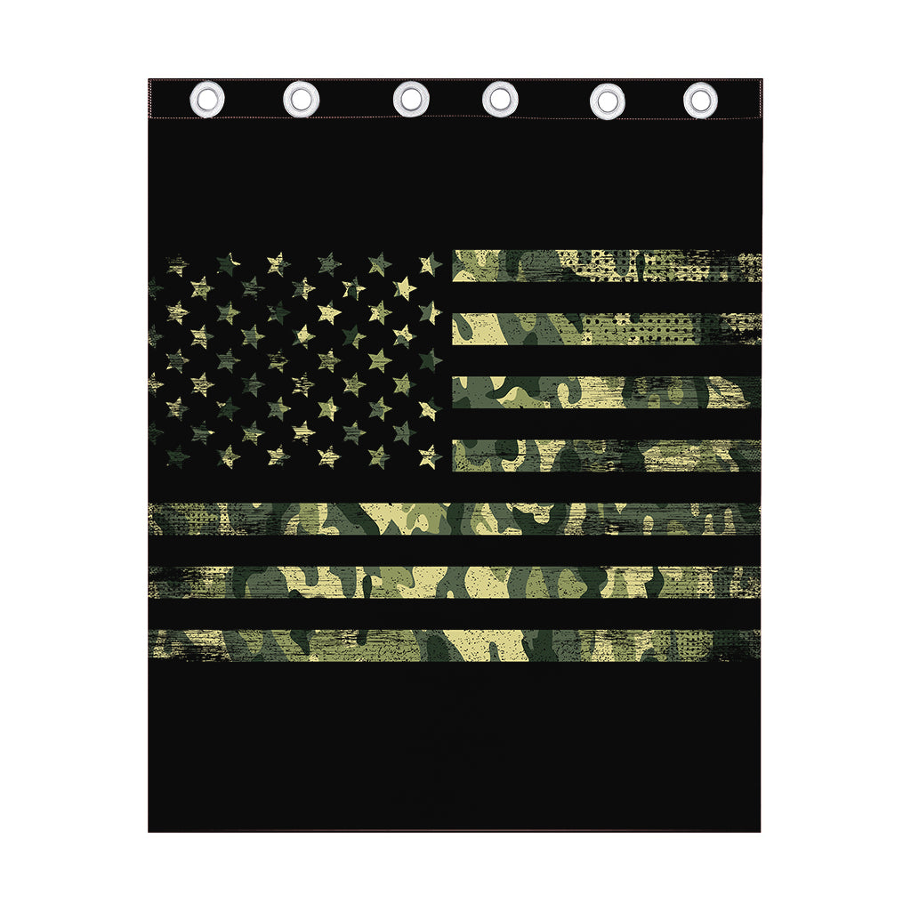 Camouflage American Flag Print Curtain