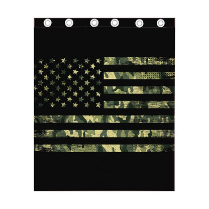 Camouflage American Flag Print Curtain