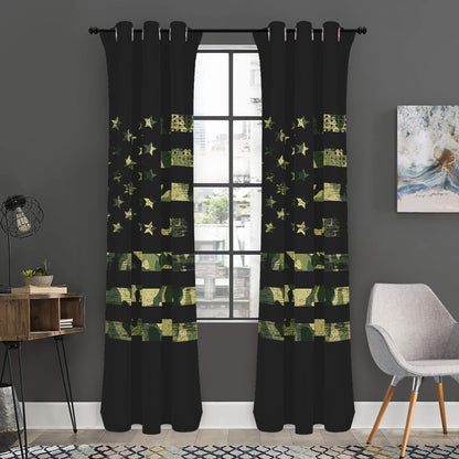 Camouflage American Flag Print Curtain