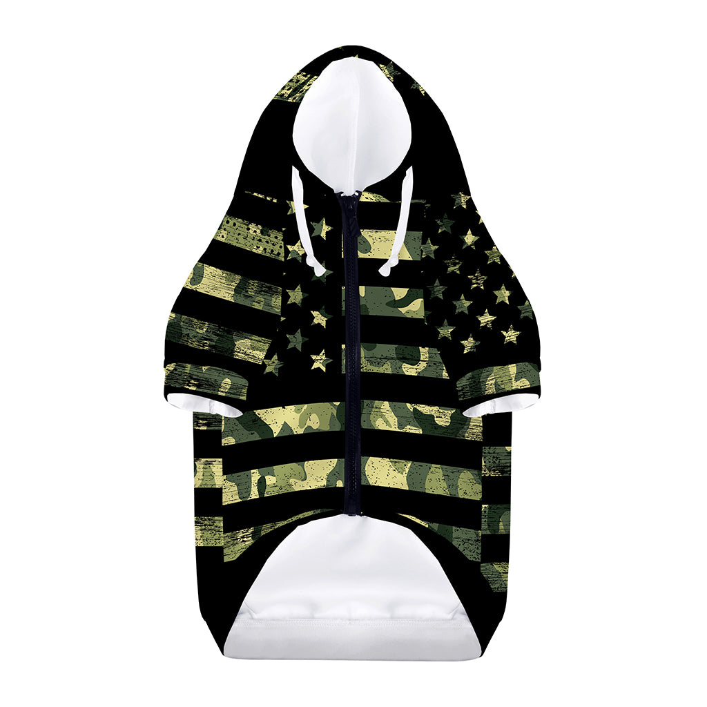 Camouflage American Flag Print Dog Zip Up Hoodie