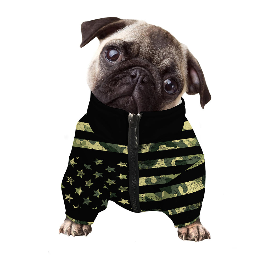 Camouflage American Flag Print Dog Zip Up Jacket