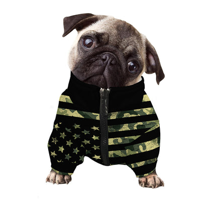 Camouflage American Flag Print Dog Zip Up Jacket