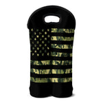 Camouflage American Flag Print Double Neoprene Wine Tote