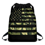 Camouflage American Flag Print Drawstring Backpack