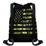 Camouflage American Flag Print Drawstring Backpack