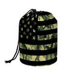 Camouflage American Flag Print Drawstring Makeup Bag