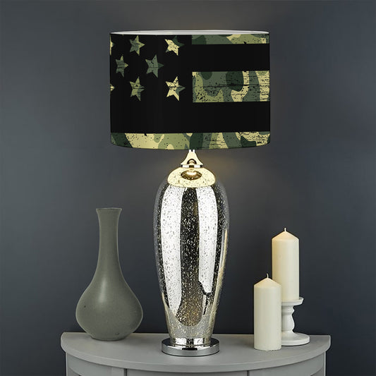 Camouflage American Flag Print Drum Lamp Shade