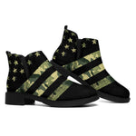 Camouflage American Flag Print Flat Ankle Boots