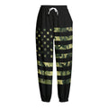 Camouflage American Flag Print Fleece Lined Knit Pants