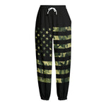 Camouflage American Flag Print Fleece Lined Knit Pants