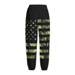 Camouflage American Flag Print Fleece Lined Knit Pants