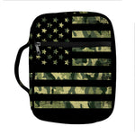 Camouflage American Flag Print Front Pocket Bible Bag