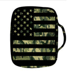 Camouflage American Flag Print Front Pocket Bible Bag