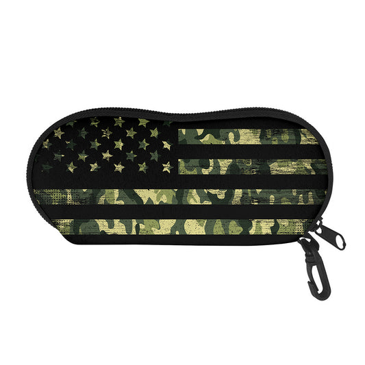 Camouflage American Flag Print Glasses Case