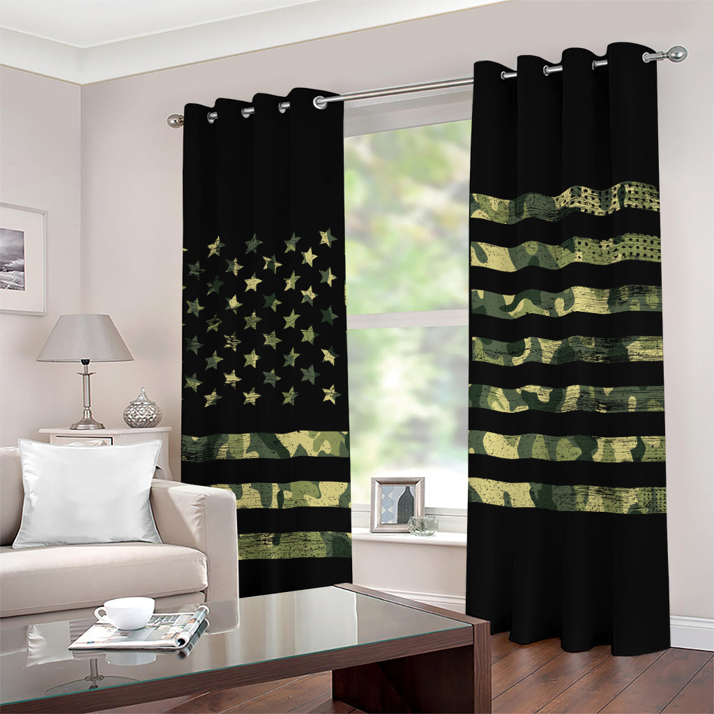 Camouflage American Flag Print Grommet Curtains