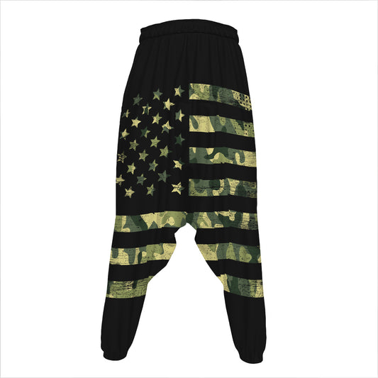 Camouflage American Flag Print Hammer Pants