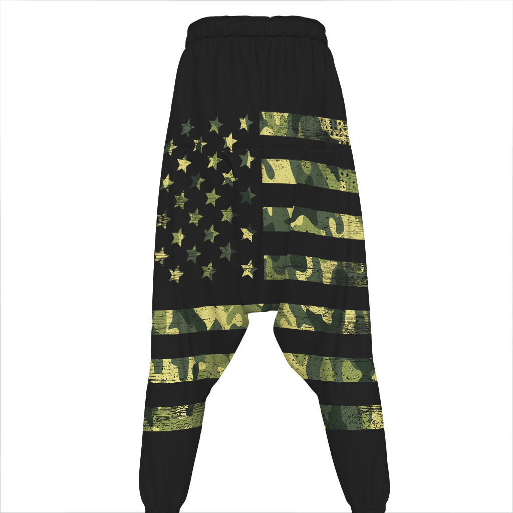 Camouflage American Flag Print Hammer Pants