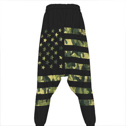 Camouflage American Flag Print Hammer Pants