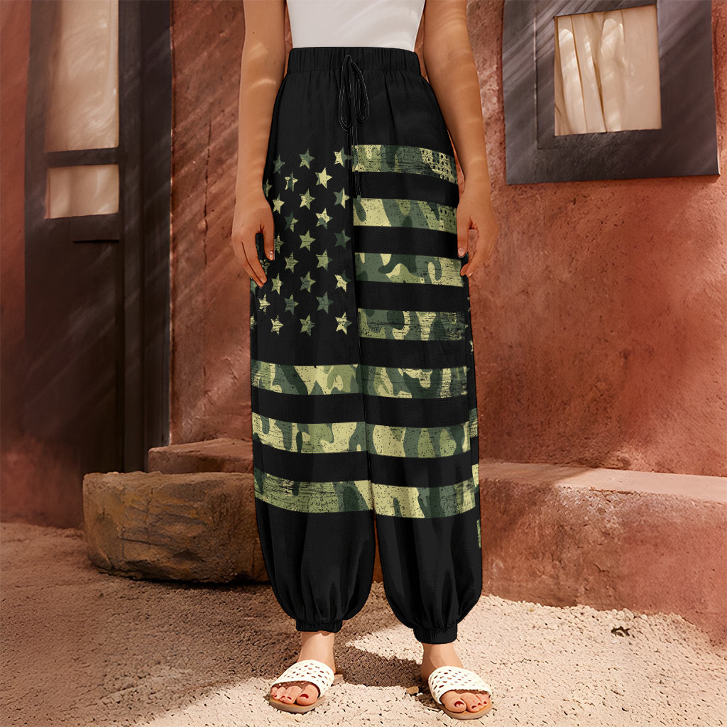 Camouflage American Flag Print Harem Pants