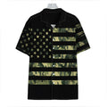 Camouflage American Flag Print Hawaiian Shirt