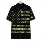 Camouflage American Flag Print Hawaiian Shirt