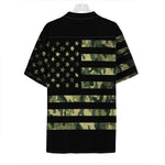 Camouflage American Flag Print Hawaiian Shirt