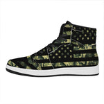 Camouflage American Flag Print High Top Leather Sneakers
