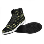Camouflage American Flag Print High Top Leather Sneakers