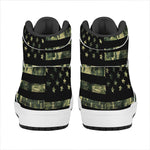 Camouflage American Flag Print High Top Leather Sneakers