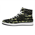 Camouflage American Flag Print High Top Leather Sneakers
