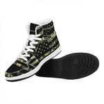 Camouflage American Flag Print High Top Leather Sneakers