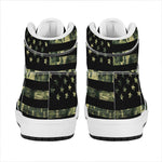 Camouflage American Flag Print High Top Leather Sneakers