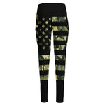Camouflage American Flag Print High-Waisted Pocket Leggings
