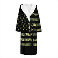 Camouflage American Flag Print Hooded Bathrobe