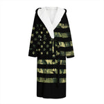 Camouflage American Flag Print Hooded Bathrobe
