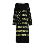 Camouflage American Flag Print Hooded Bathrobe